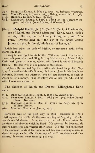 The Earle family : Ralph Earle and his descendants