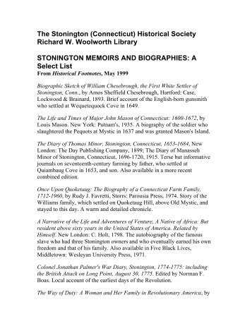 The Stonington (Connecticut) Historical Society Richard W ...