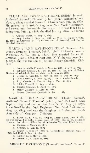 Rathbone genealogy