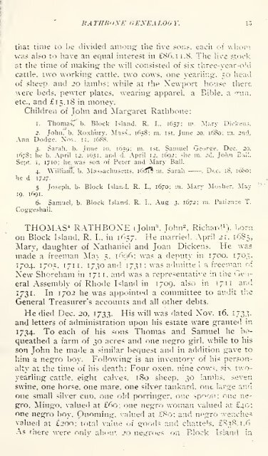 Rathbone genealogy