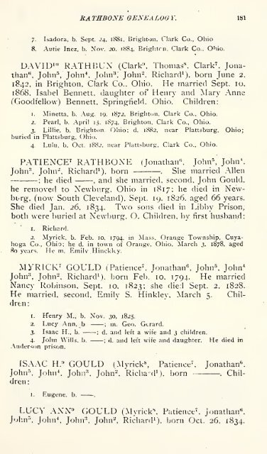 Rathbone genealogy