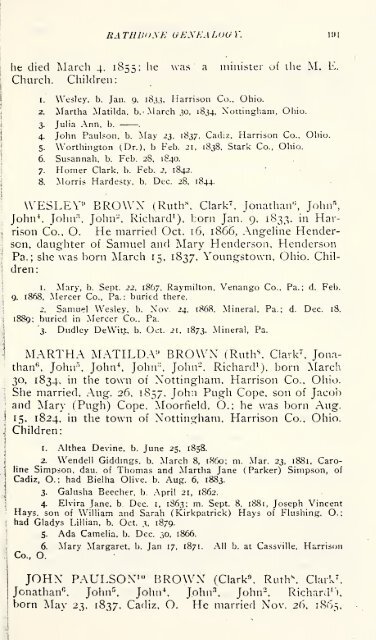 Rathbone genealogy