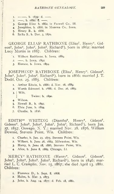 Rathbone genealogy