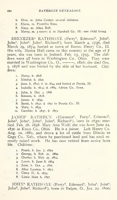 Rathbone genealogy