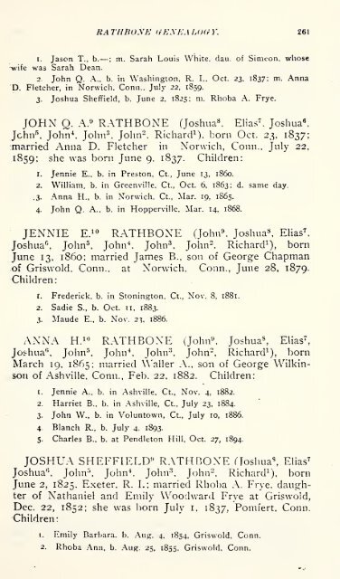 Rathbone genealogy