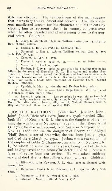 Rathbone genealogy