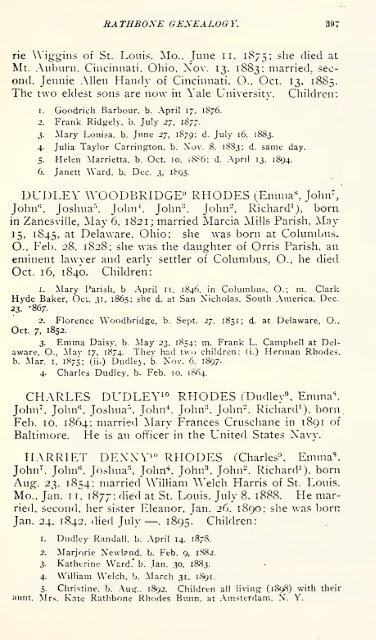 Rathbone genealogy