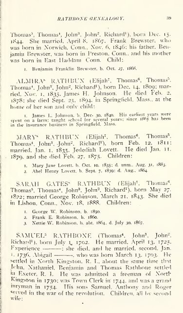 Rathbone genealogy