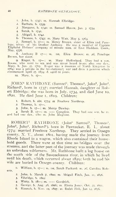 Rathbone genealogy