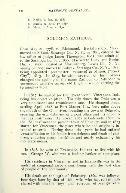 Rathbone genealogy