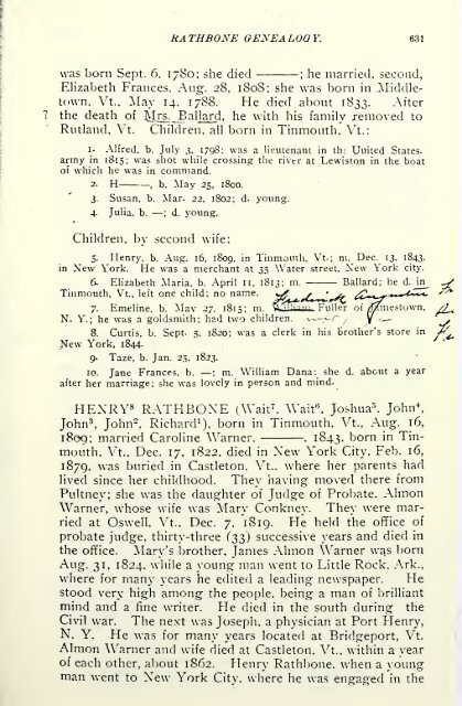 Rathbone genealogy