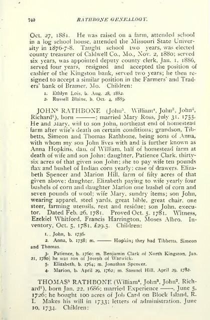 Rathbone genealogy