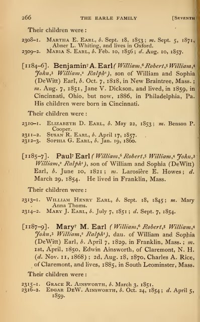 The Earle family : Ralph Earle and his descendants