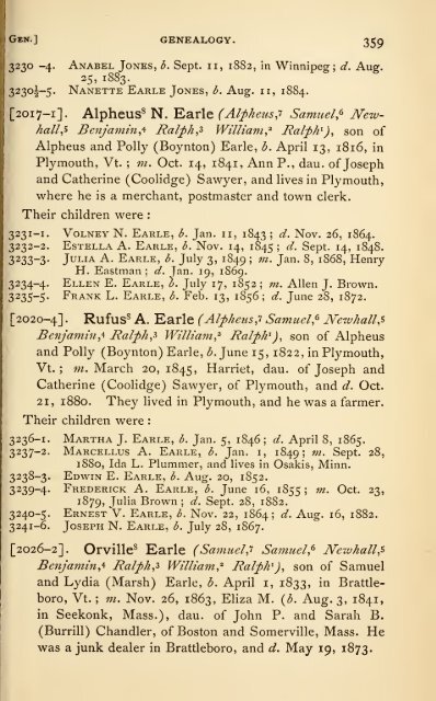 The Earle family : Ralph Earle and his descendants