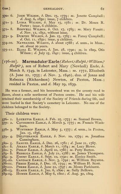 The Earle family : Ralph Earle and his descendants