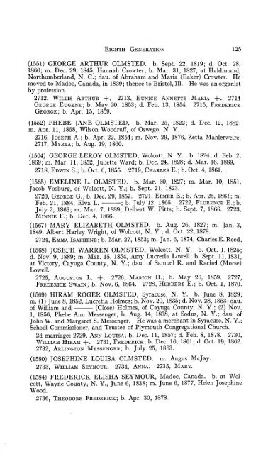 Genealogy of the Olmsted family in America : embracing the ...