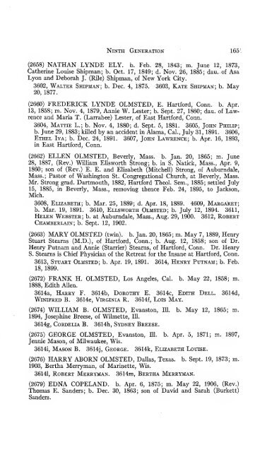 Genealogy of the Olmsted family in America : embracing the ...