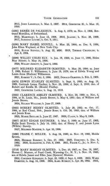 Genealogy of the Olmsted family in America : embracing the ...