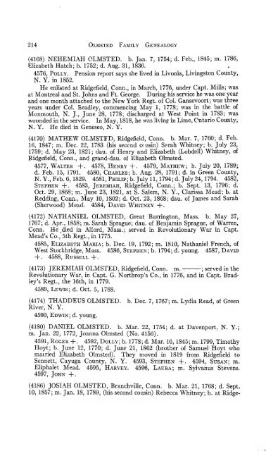 Genealogy of the Olmsted family in America : embracing the ...