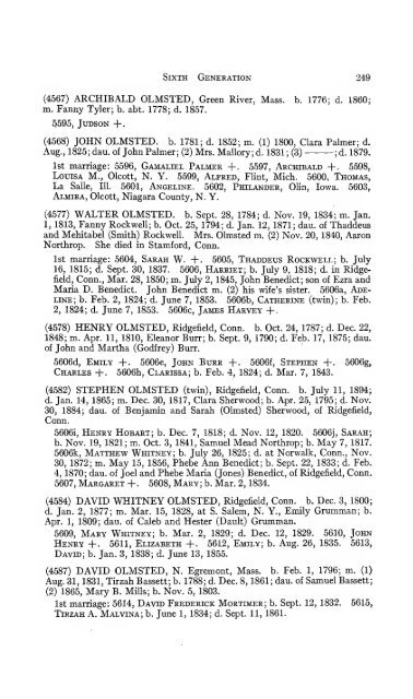 Genealogy of the Olmsted family in America : embracing the ...