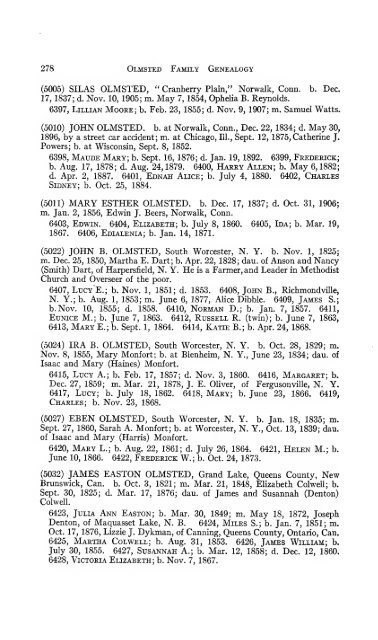 Genealogy of the Olmsted family in America : embracing the ...