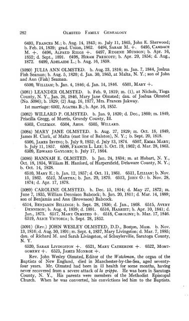 Genealogy of the Olmsted family in America : embracing the ...