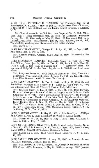 Genealogy of the Olmsted family in America : embracing the ...