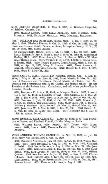 Genealogy of the Olmsted family in America : embracing the ...