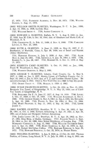 Genealogy of the Olmsted family in America : embracing the ...