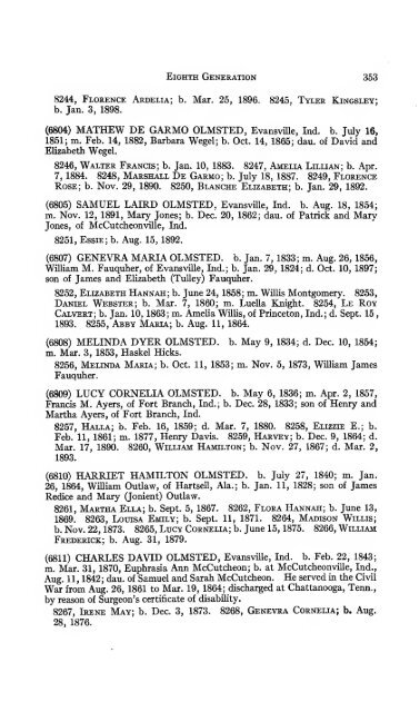 Genealogy of the Olmsted family in America : embracing the ...