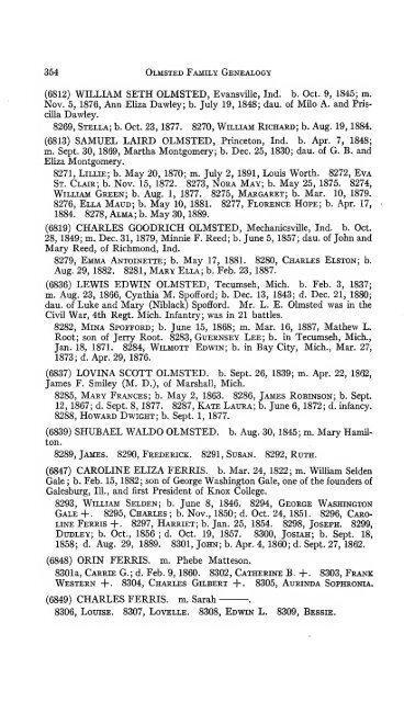 Genealogy of the Olmsted family in America : embracing the ...