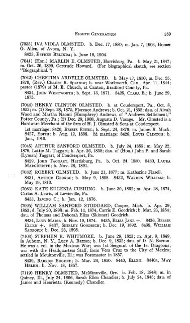 Genealogy of the Olmsted family in America : embracing the ...