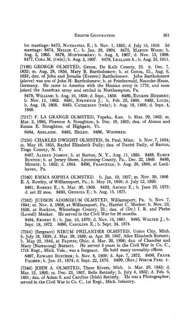 Genealogy of the Olmsted family in America : embracing the ...