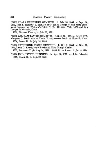 Genealogy of the Olmsted family in America : embracing the ...