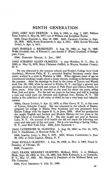 Genealogy of the Olmsted family in America : embracing the ...