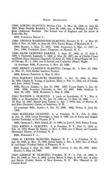 Genealogy of the Olmsted family in America : embracing the ...