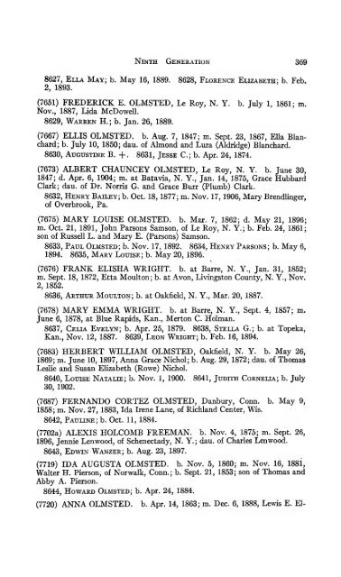 Genealogy of the Olmsted family in America : embracing the ...