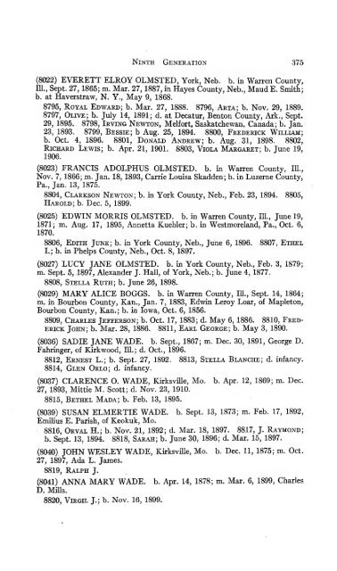 Genealogy of the Olmsted family in America : embracing the ...