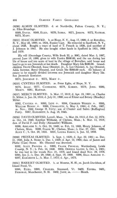 Genealogy of the Olmsted family in America : embracing the ...