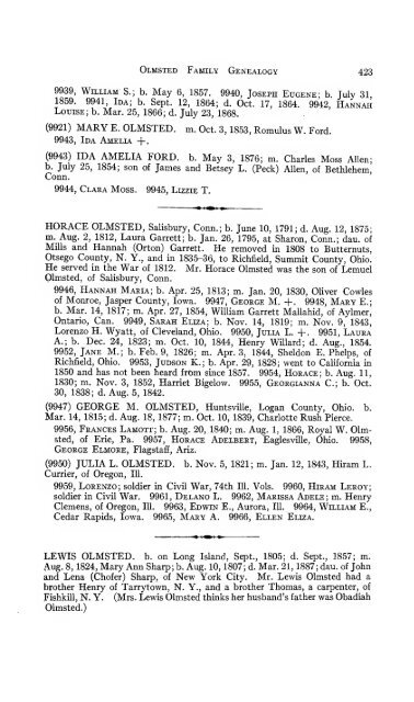 Genealogy of the Olmsted family in America : embracing the ...