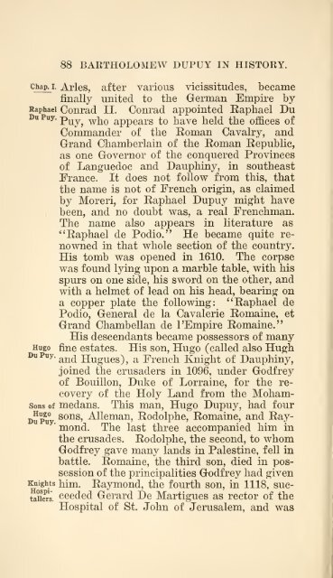 The Huguenot Bartholomew Dupuy and his descendants