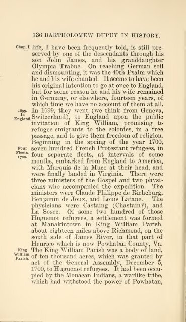 The Huguenot Bartholomew Dupuy and his descendants