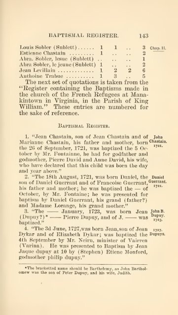 The Huguenot Bartholomew Dupuy and his descendants