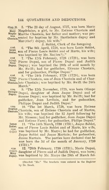 The Huguenot Bartholomew Dupuy and his descendants