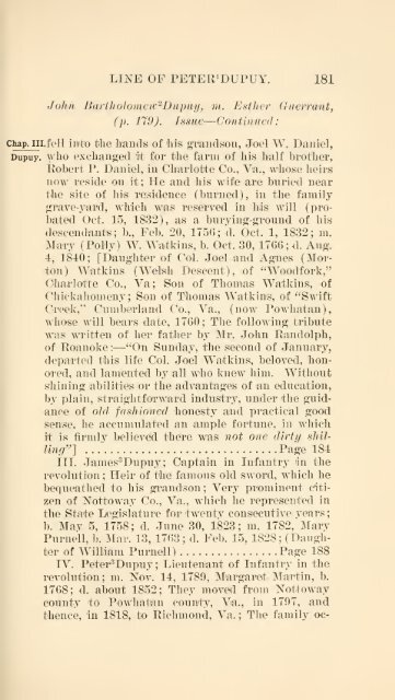 The Huguenot Bartholomew Dupuy and his descendants