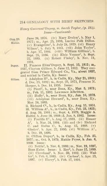 The Huguenot Bartholomew Dupuy and his descendants