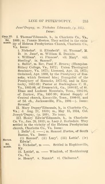 The Huguenot Bartholomew Dupuy and his descendants