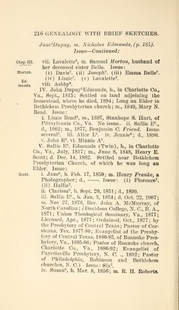 The Huguenot Bartholomew Dupuy and his descendants