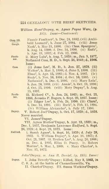 The Huguenot Bartholomew Dupuy and his descendants