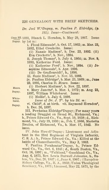 The Huguenot Bartholomew Dupuy and his descendants